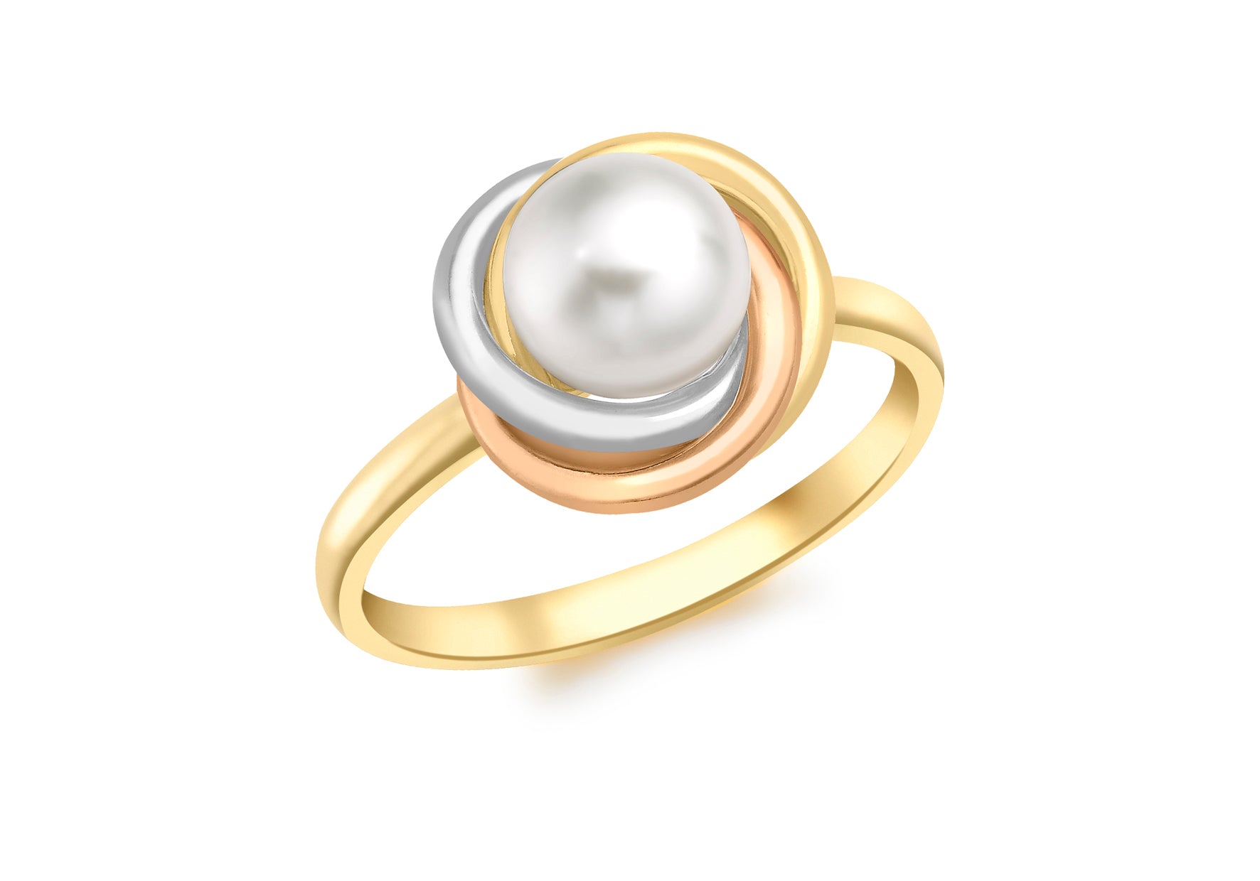 3 colour gold ring with pearl 36306 - Armin Lowe Jewellers