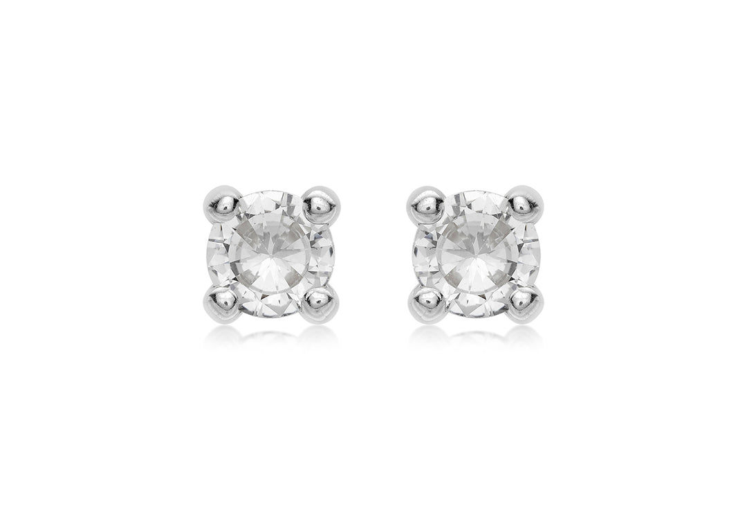 White gold white CZ stud earrings 36309 - Armin Lowe Jewellers