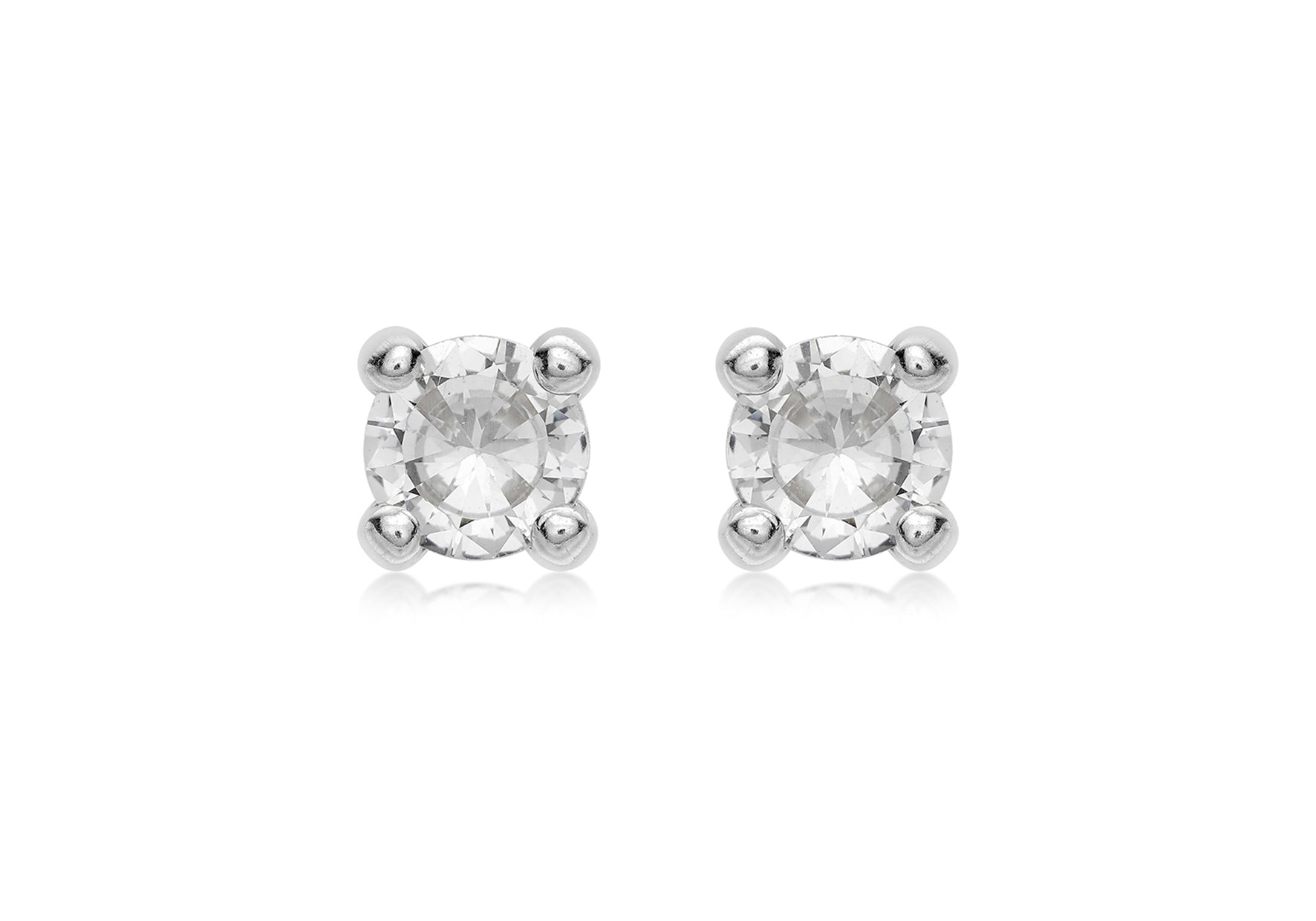 White gold white CZ stud earrings 36309 - Armin Lowe Jewellers