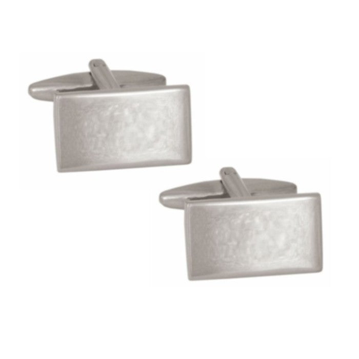 Shiny Rectangle Plain Rhodium plated cufflink suitable for personalised engraving 7169 - Armin Lowe Jewellers