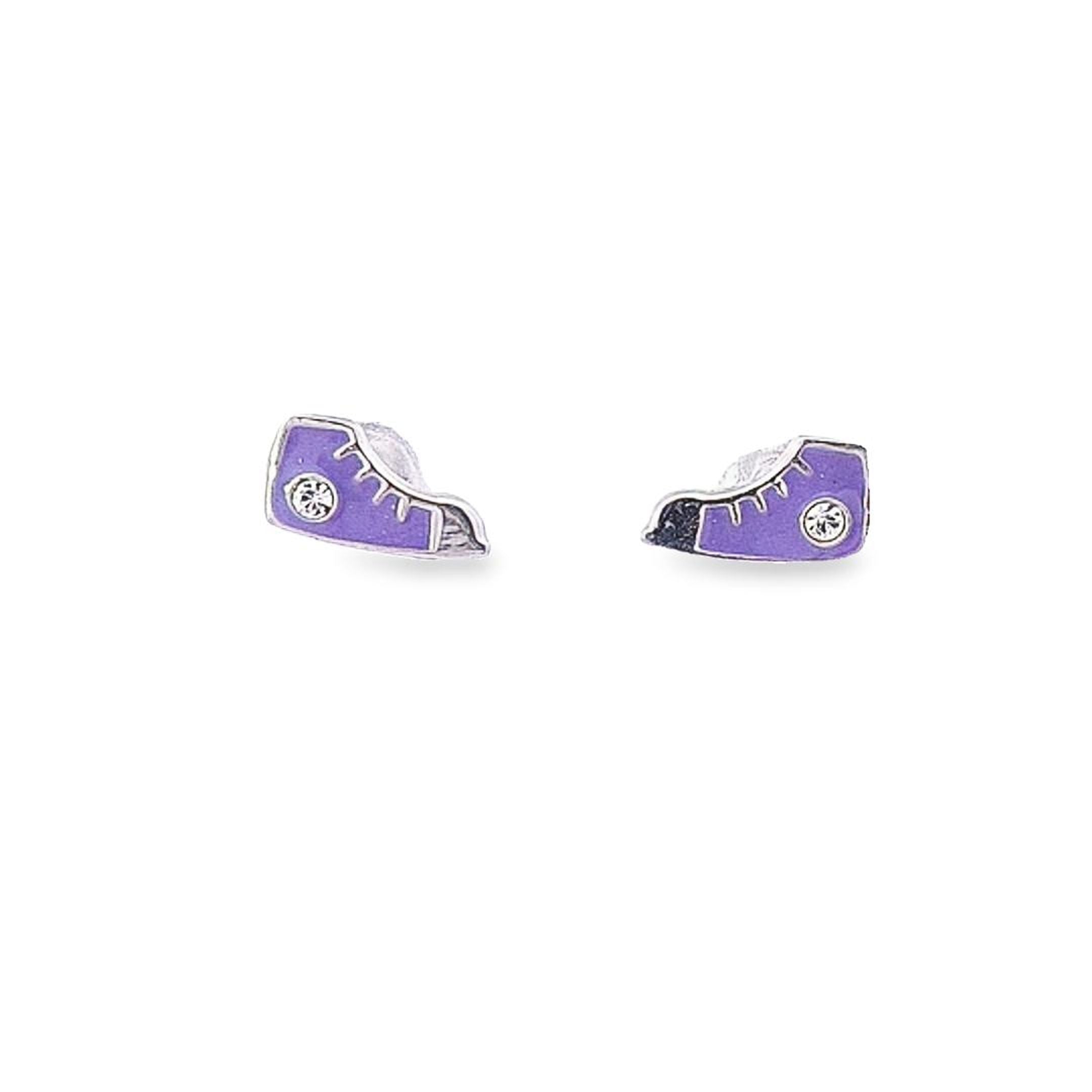 Sterling silver purple converse stud earrings 34724 - Armin Lowe Jewellers