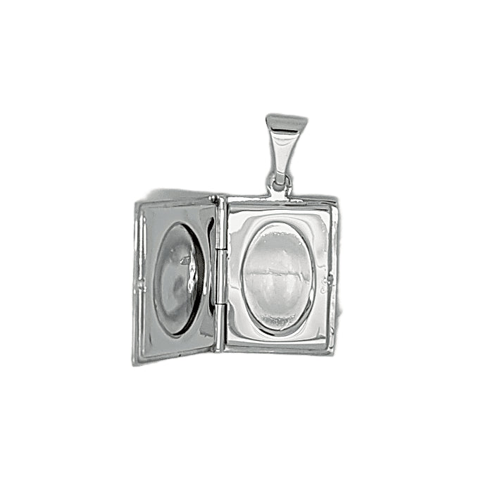 Book locket with engraving detail in sterling silver 34012 - Armin Lowe Jewellers