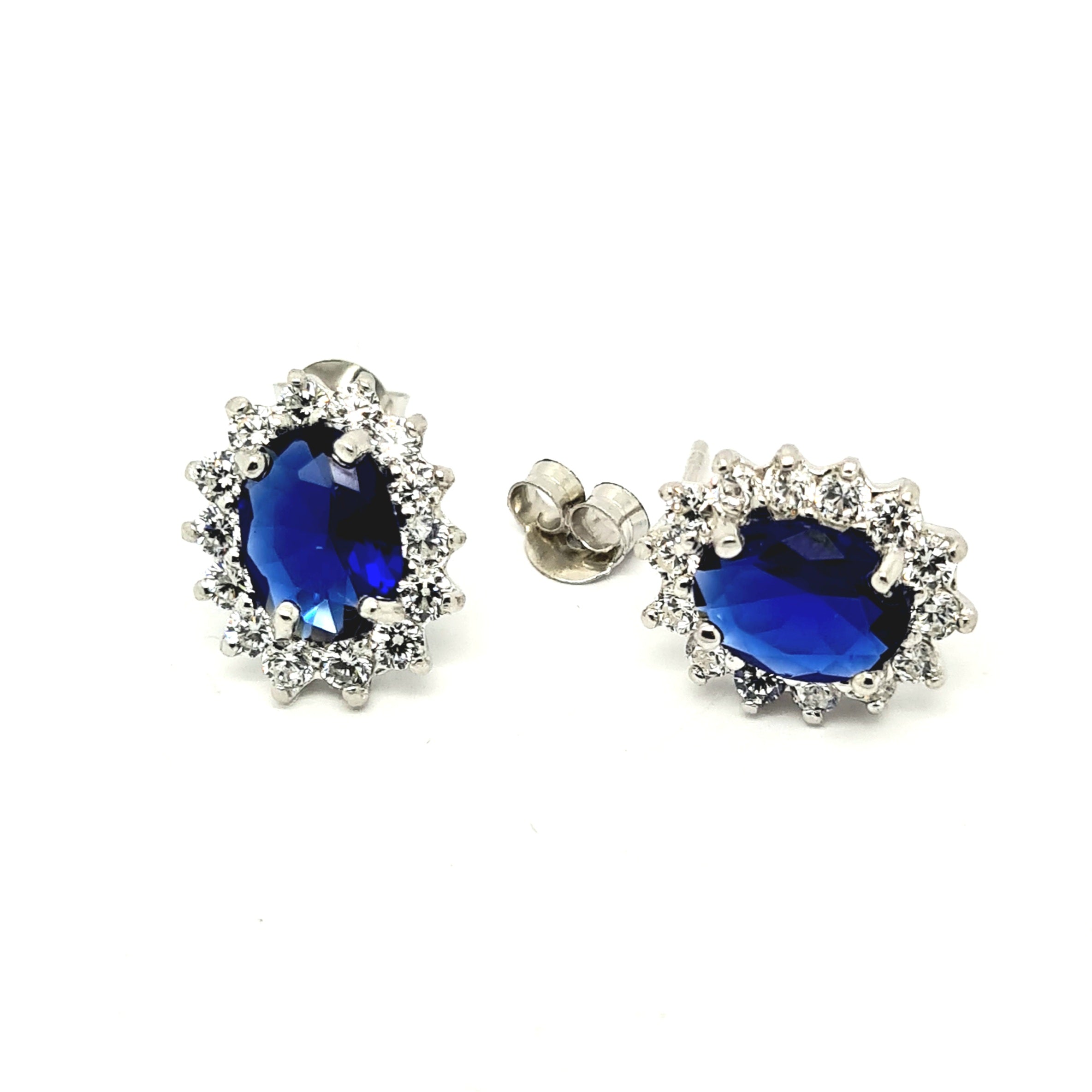 Sapphire Blue CZ cluster stud earrings 35327 - Armin Lowe Jewellers