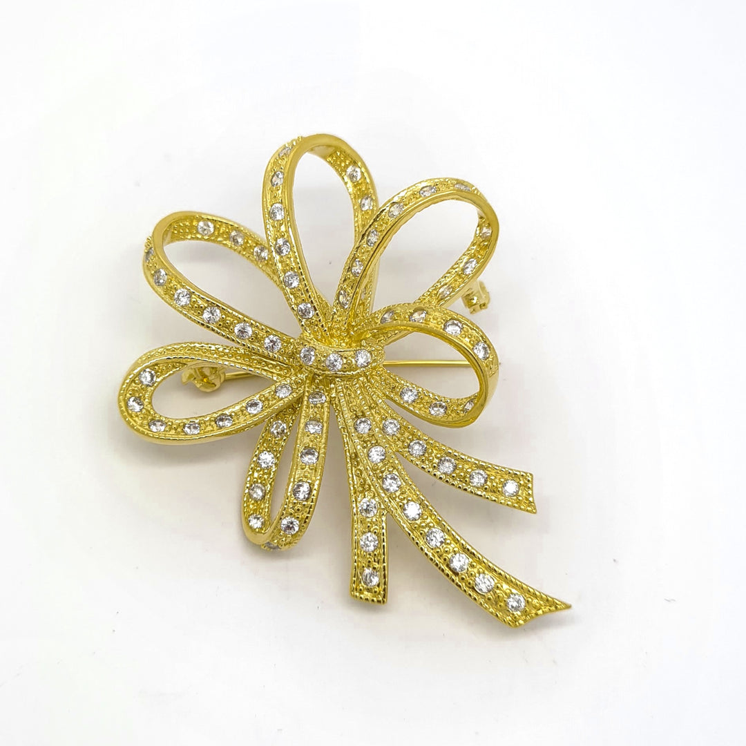 CZ set Bow brooch 35635 - Armin Lowe Jewellers