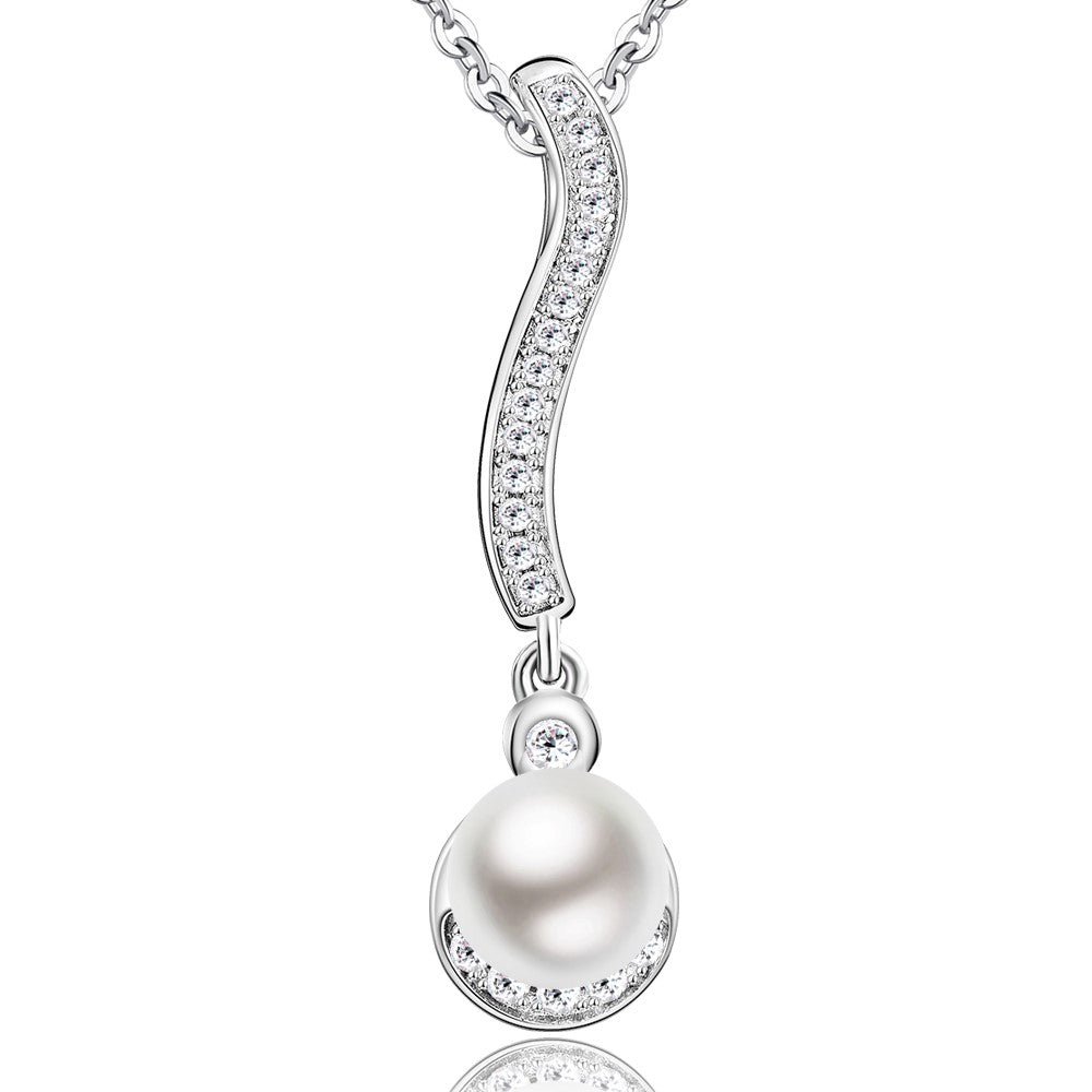 Fancy cultured pearl & CZ drop pendant 35422 - Armin Lowe Jewellers