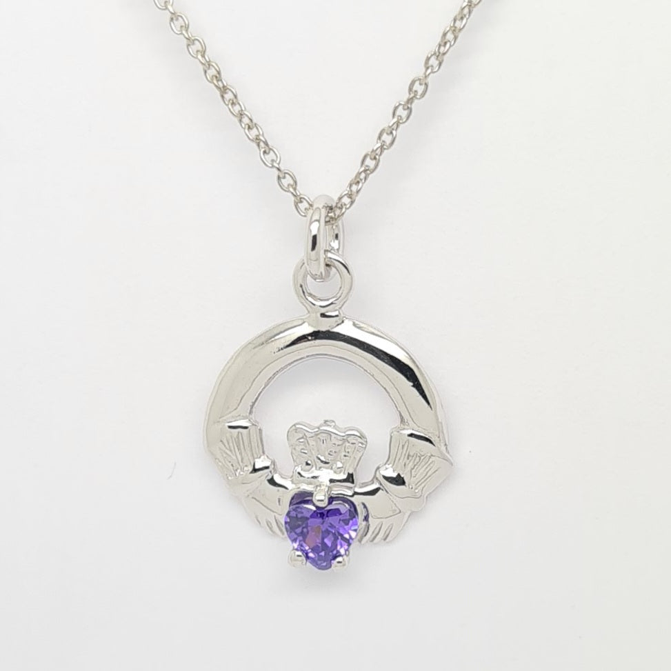 February Birthstone Claddagh pendant 35167 - Armin Lowe Jewellers