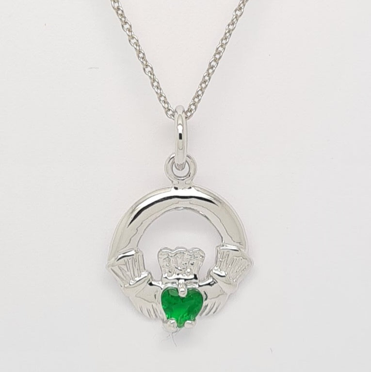 May Birthstone Claddagh pendant 35170 - Armin Lowe Jewellers