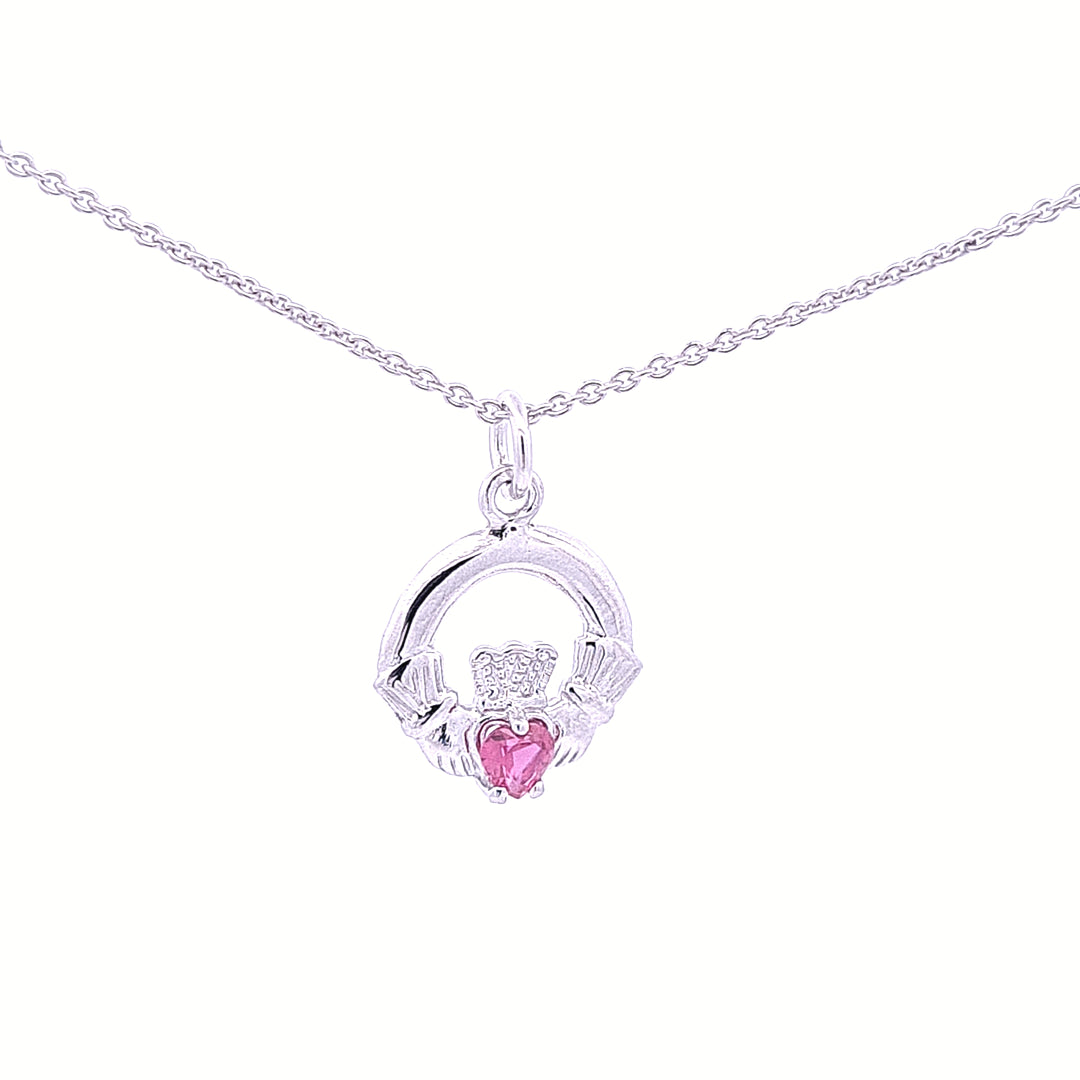 Sterling silver Claddagh July Birthstone pendant 33362 - Armin Lowe Jewellers