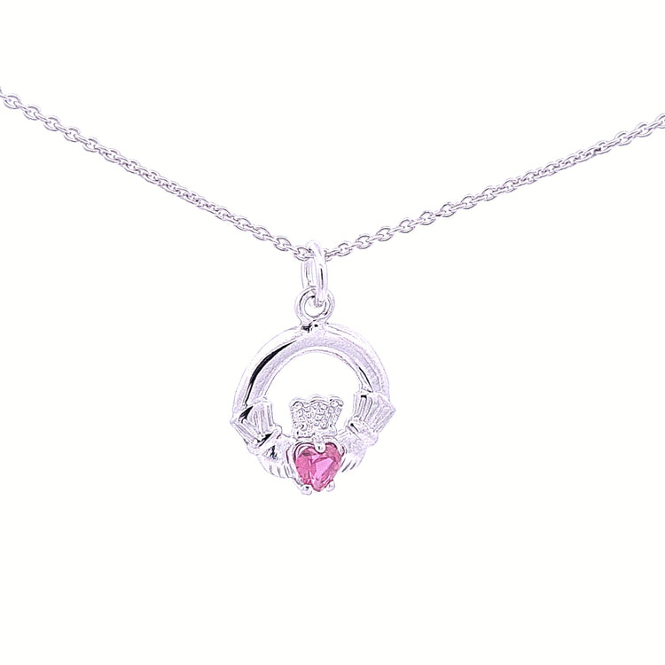 Sterling silver Claddagh July Birthstone pendant 33362 - Armin Lowe Jewellers