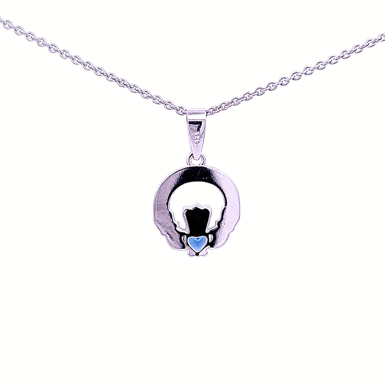 Sterling silver Claddagh September Birthstone pendant 33363 - Armin Lowe Jewellers