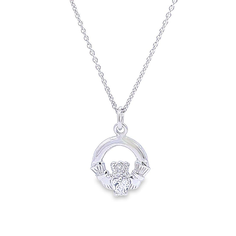 Sterling silver Claddagh April Birthstone pendant 35605 - Armin Lowe Jewellers