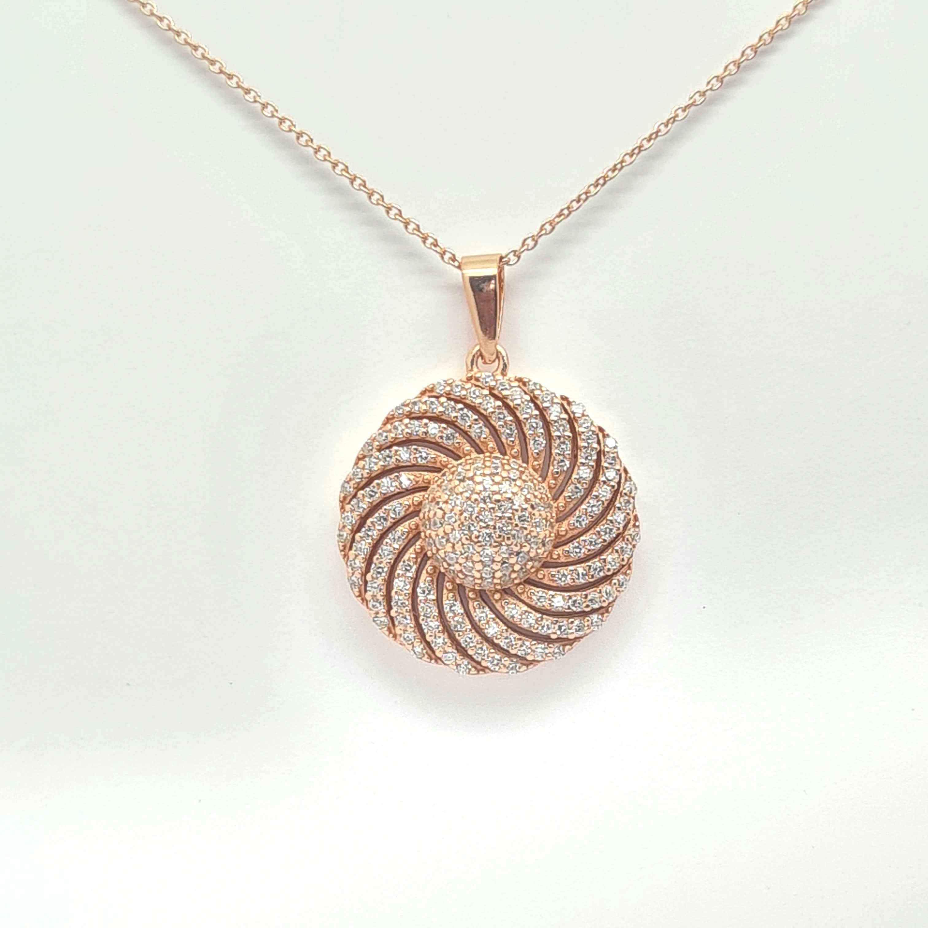 Rose gold tone CZ pendant 35868 - Armin Lowe Jewellers