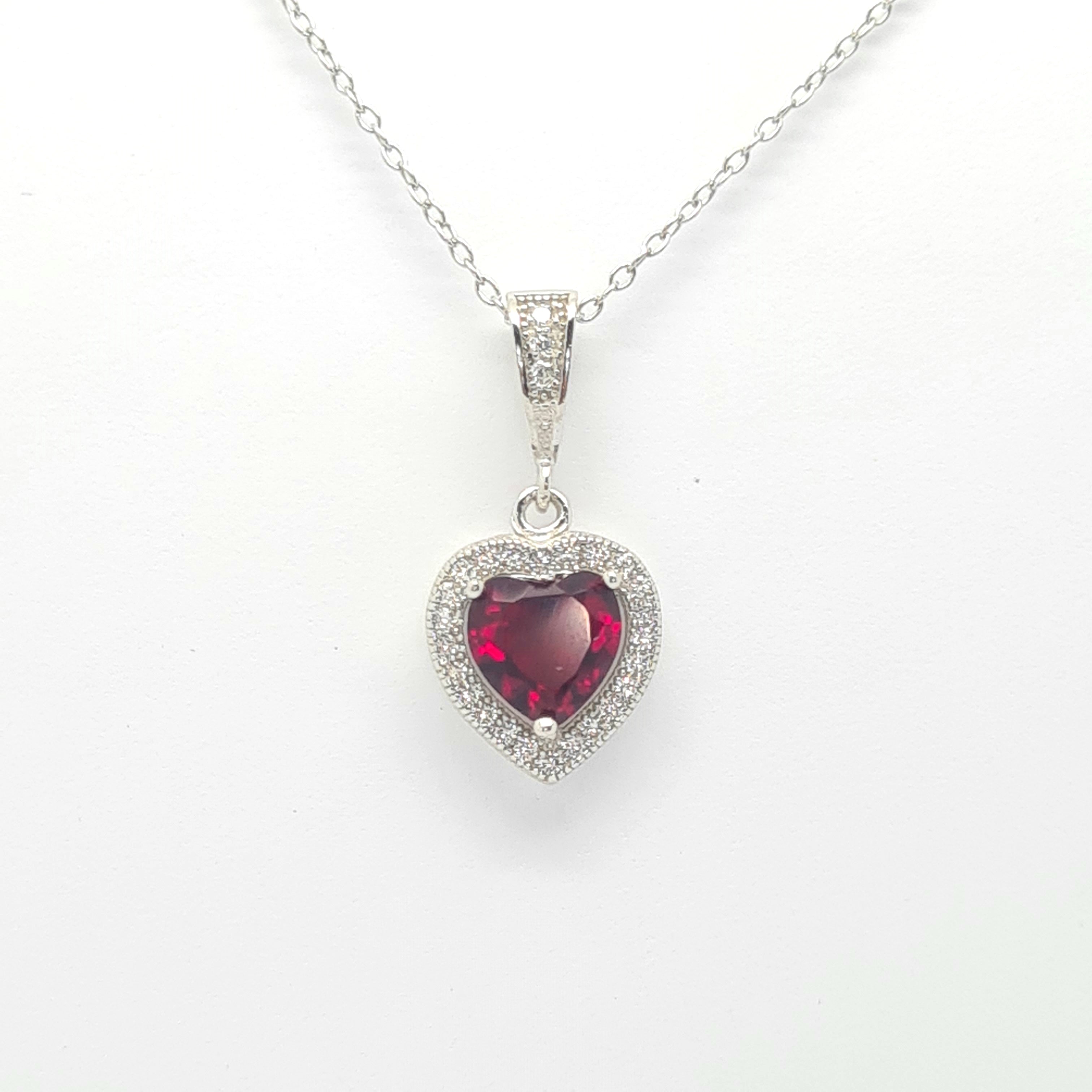 Sterling silver Ruby red CZ set pendant 35910 - Armin Lowe Jewellers