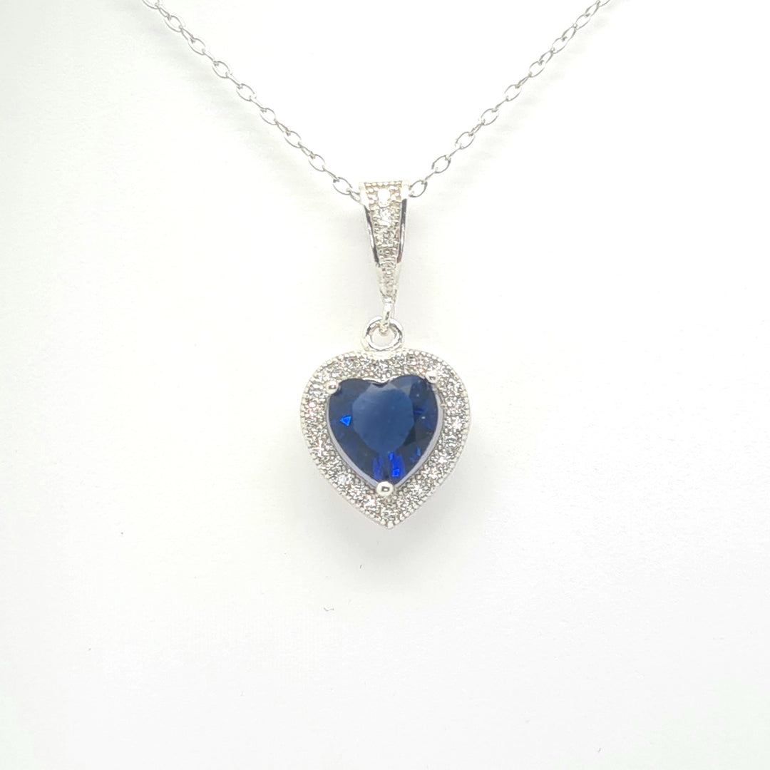 Sterling silver Sapphire Blue CZ set pendant 35909 - Armin Lowe Jewellers