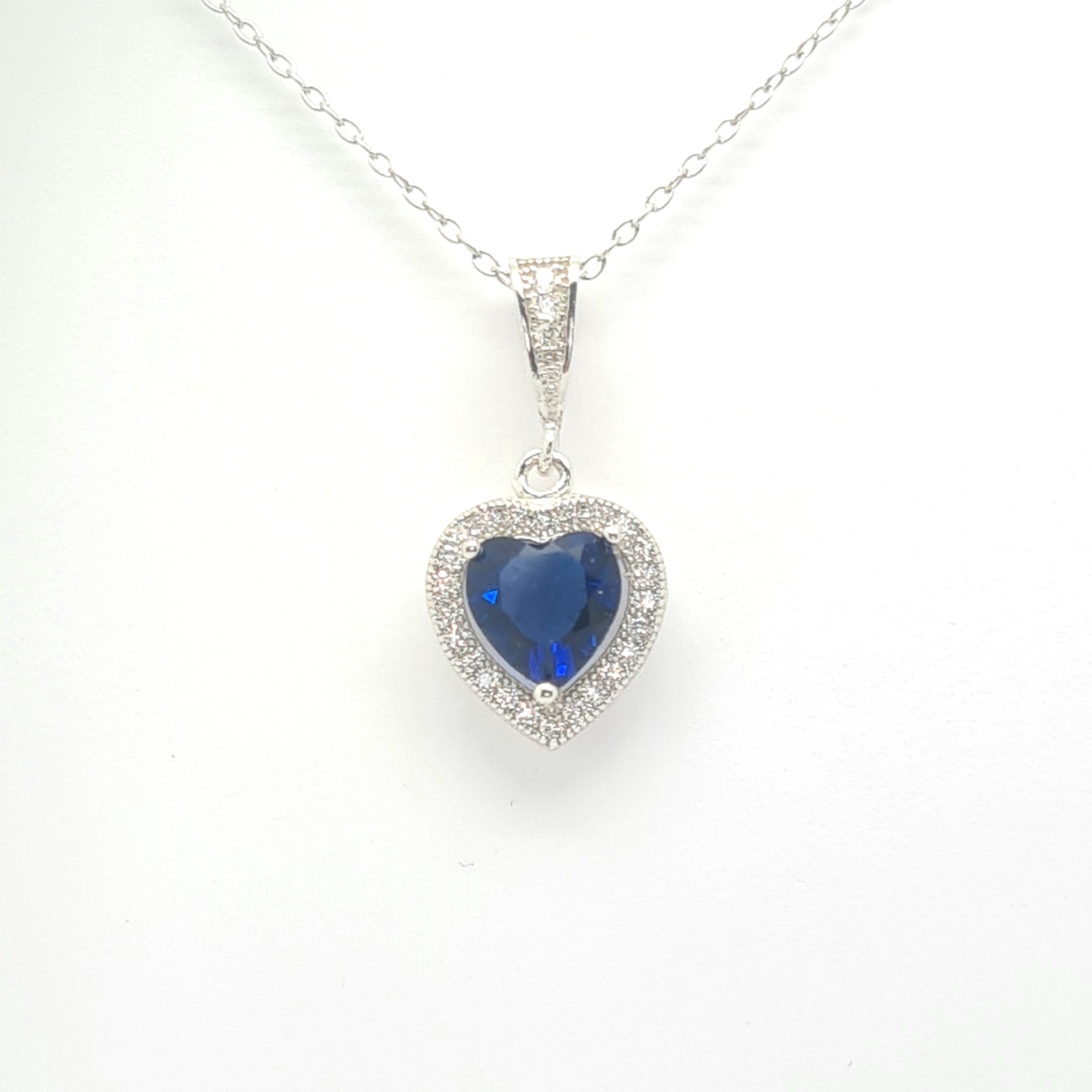 Sterling silver Sapphire Blue CZ set pendant 35909 - Armin Lowe Jewellers