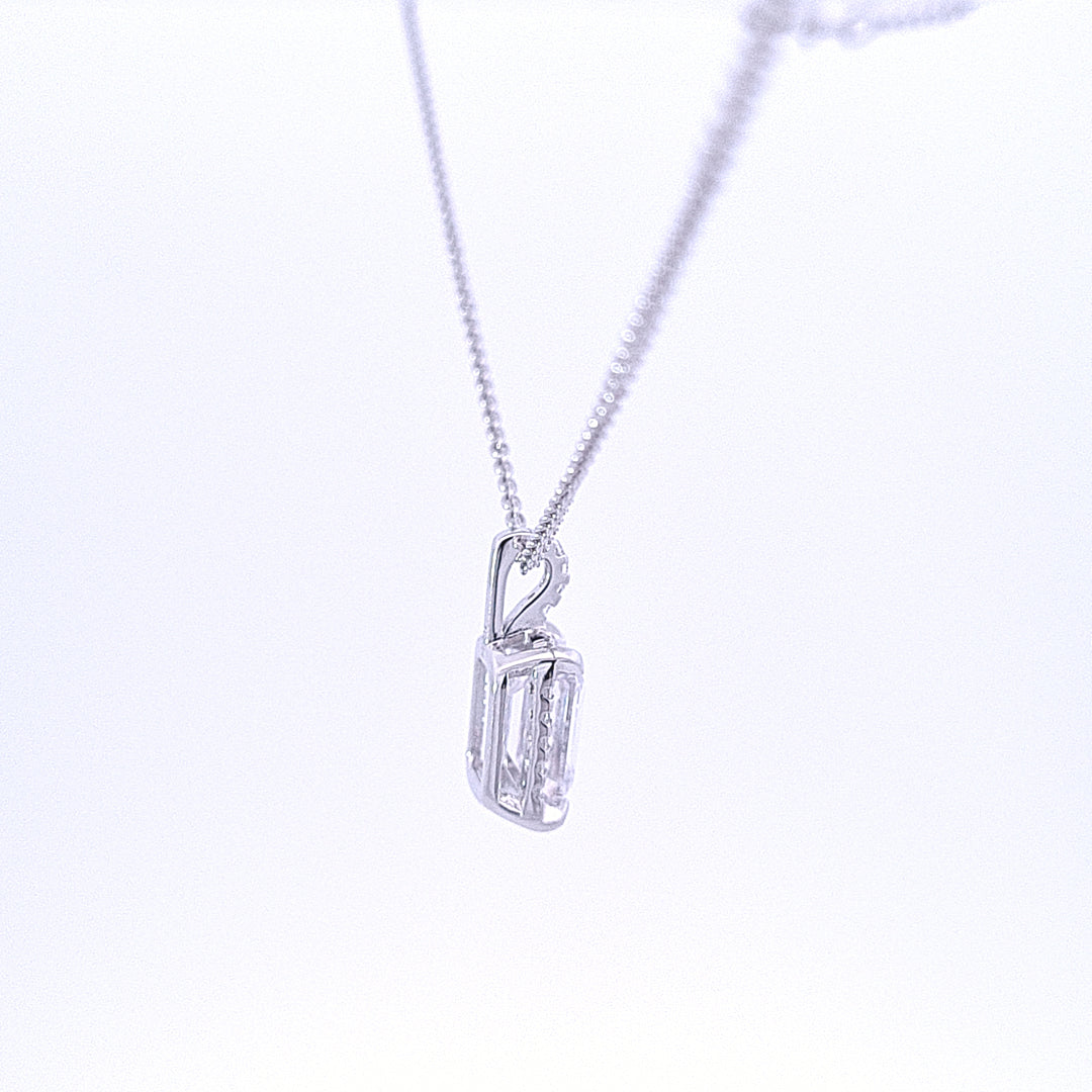 Emerald cut CZ Halo cluster pendant 35335 - Armin Lowe Jewellers