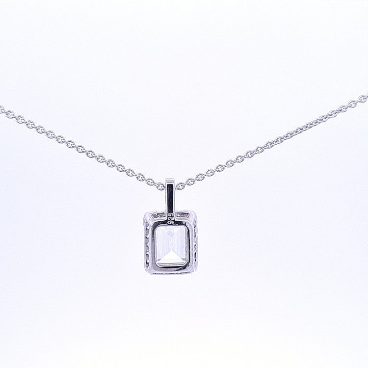 Emerald cut CZ Halo cluster pendant 35335 - Armin Lowe Jewellers