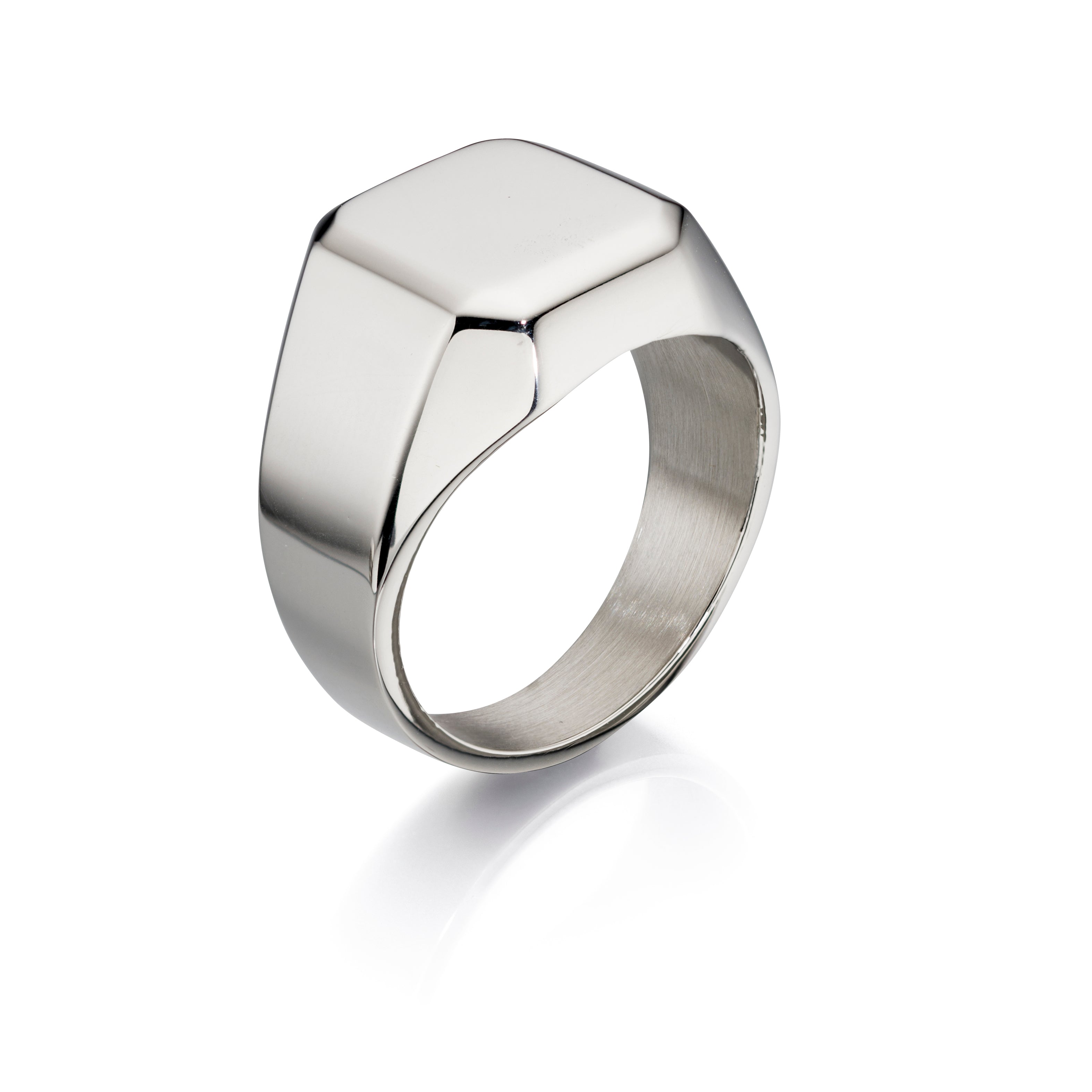 Fred Bennet large plain polished steel mens signet ring 34570 - Armin Lowe Jewellers