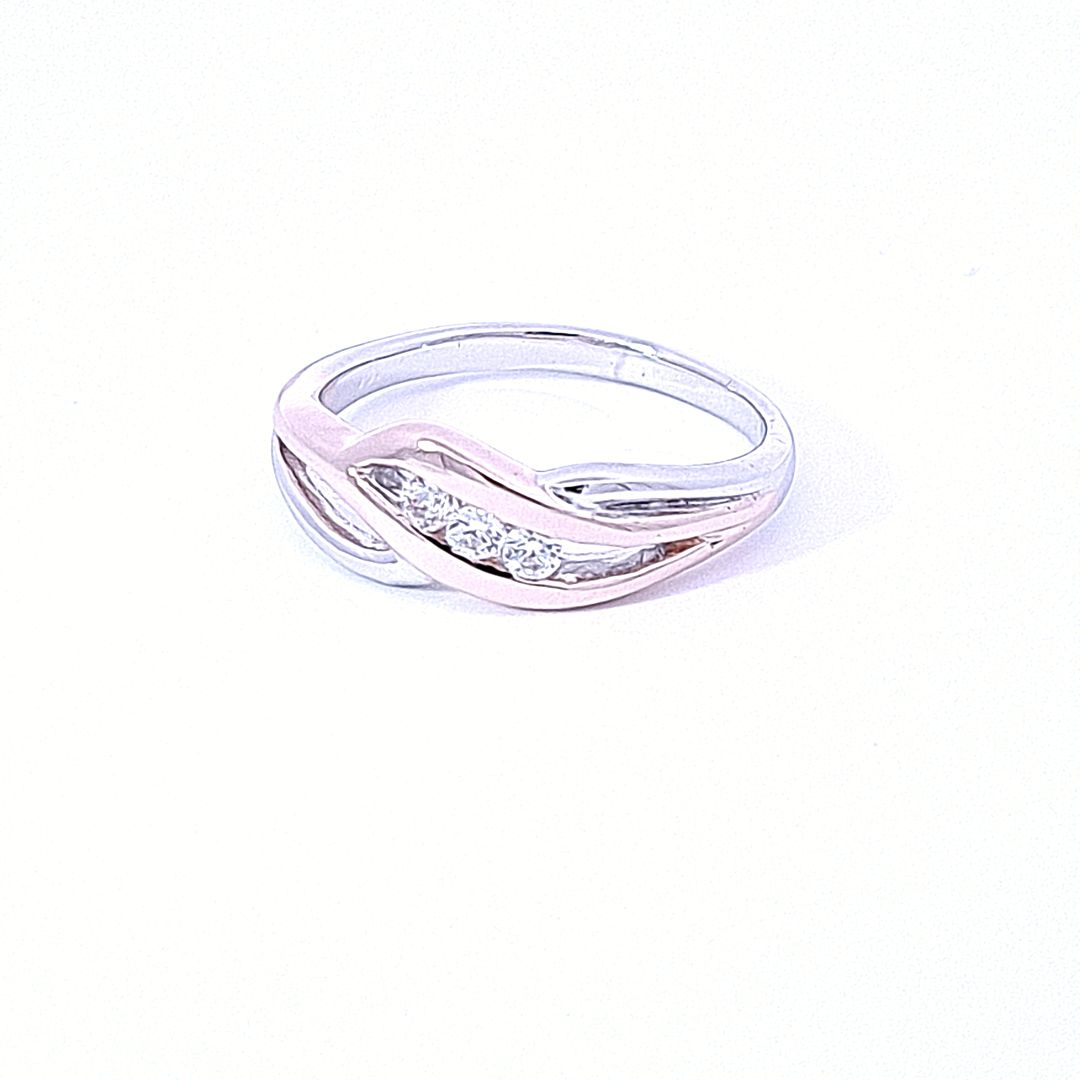 Rose gold and silver CZ ring 36135 - Armin Lowe Jewellers