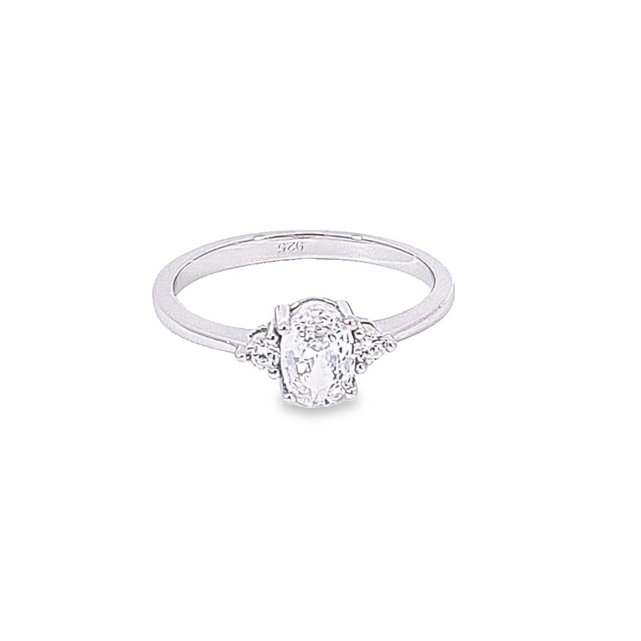 Oval CZ ladies three stone ring 36131 - Armin Lowe Jewellers