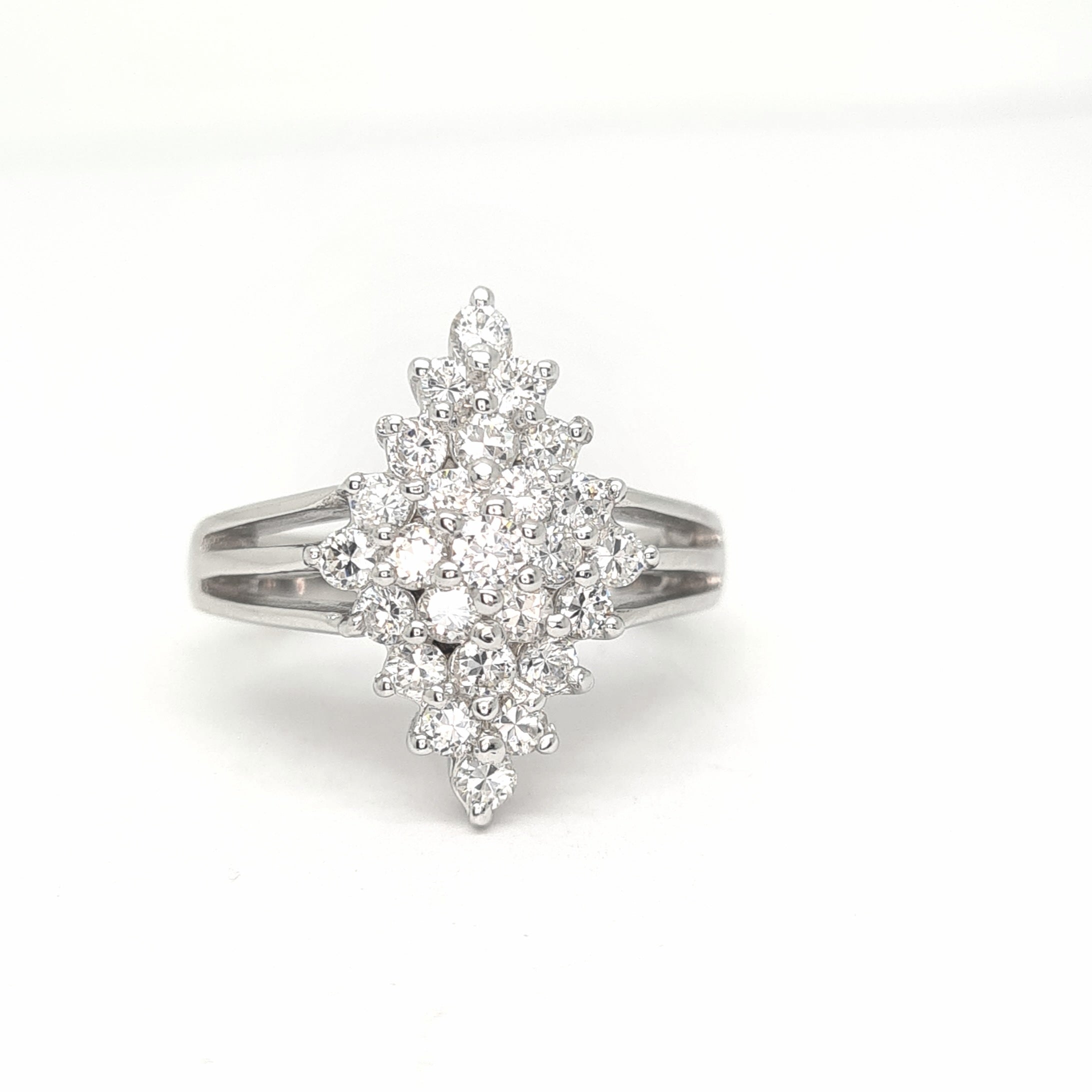 Sterling silver Lozenge CZ cluster dress ring 35912 - Armin Lowe Jewellers