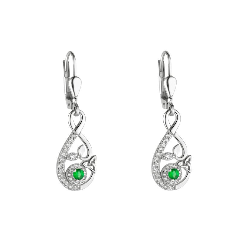 Celtic Trinity knot Drop Halo cluster earrings 36334 - Armin Lowe Jewellers