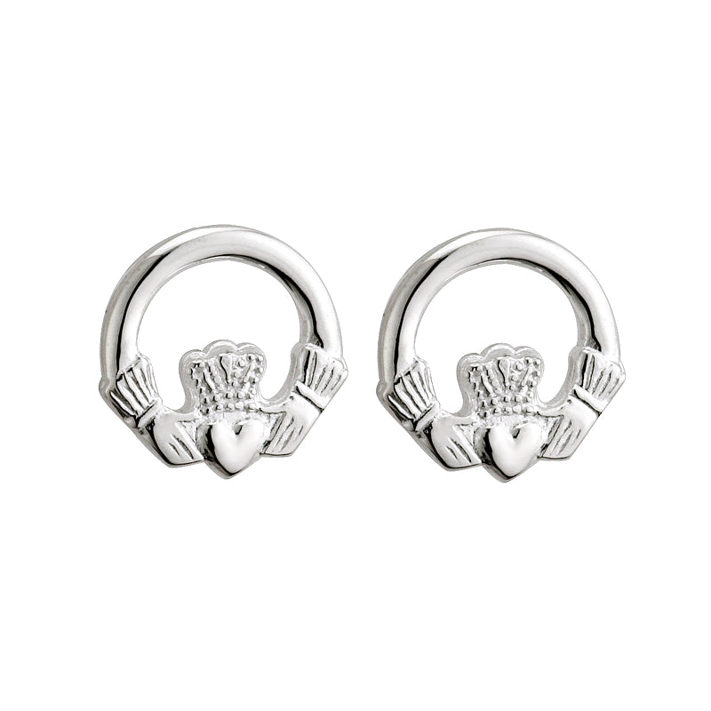 Sterling silver small Claddagh stud earrings 25617 - Armin Lowe Jewellers