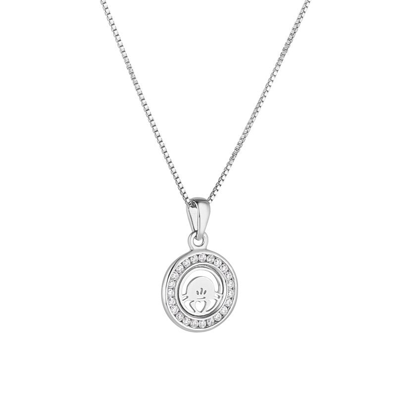 Silver mini Claddagh pendant + chain 36350 - Armin Lowe Jewellers