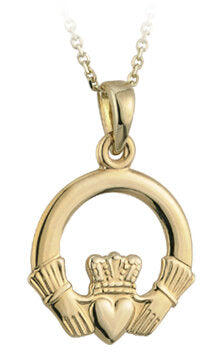 Gold Classic Claddagh pendant + chain 26381 - Armin Lowe Jewellers