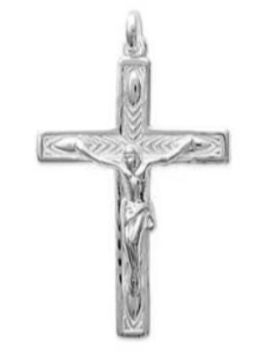 Large polished patterned Crucifix on chain 36050 - Armin Lowe Jewellers